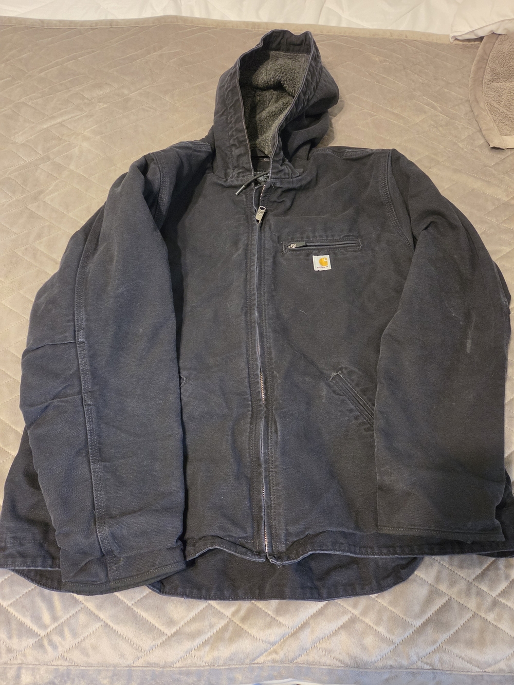 Carhartt Black Hooded Insulated Work Jacket